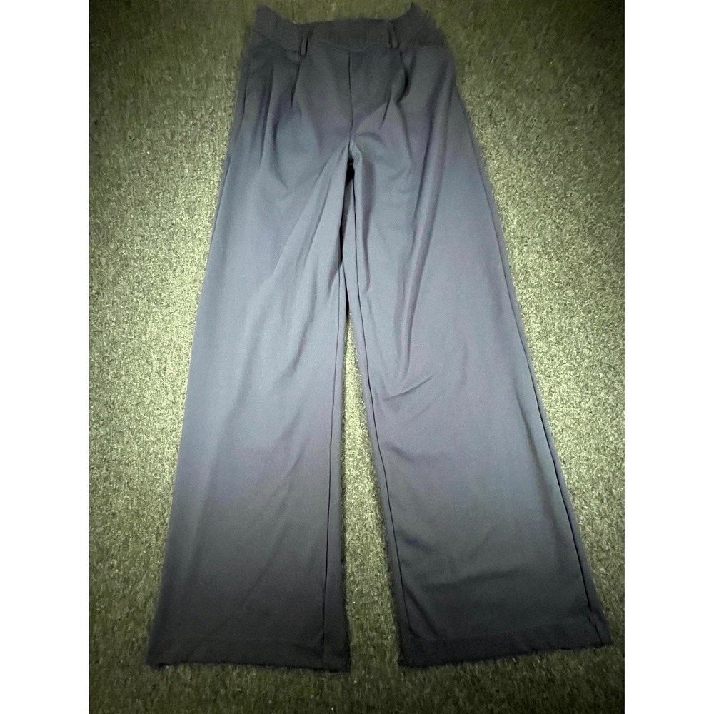 Halara Ankle Pants Women's Tall Medium Navy Stretch Pleated Waistband Wide Leg